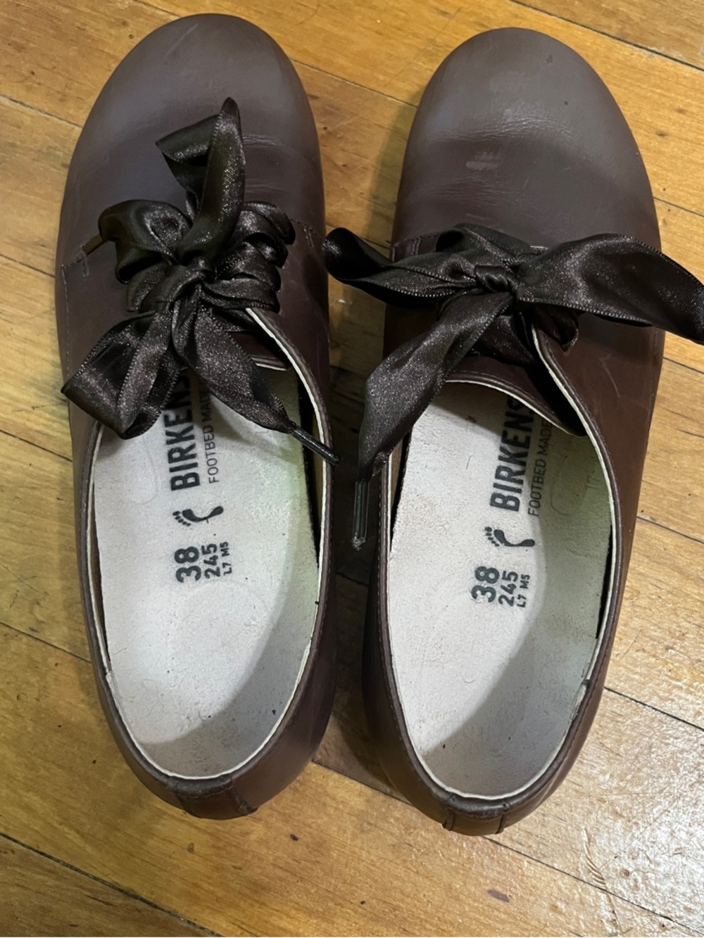 Birkenstock Brown Leather Women's Moccasin Derby with Satin Ribbon Laces - Picture 3 of 6